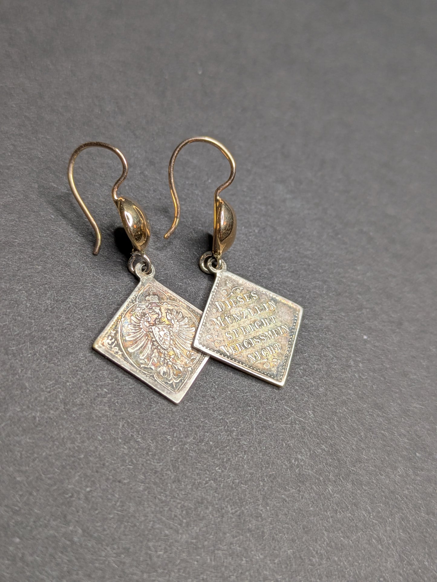 Silver and Gold German Love Token Earrings