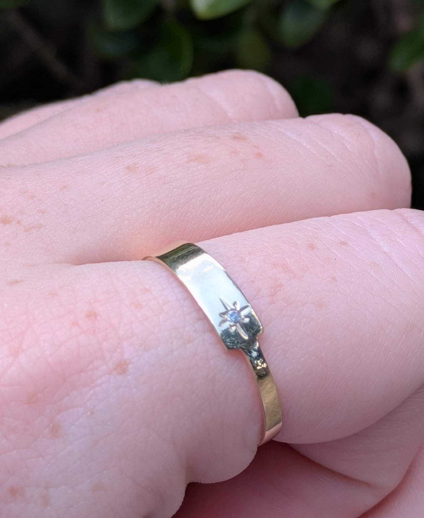 14kt Diamond Gold Band Converted from Vintage Collar Stay