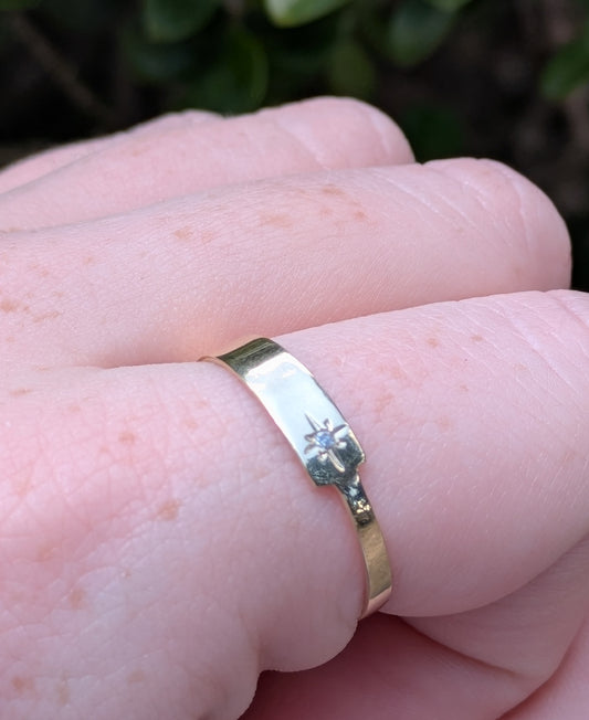 14kt Diamond Gold Band Converted from Vintage Collar Stay