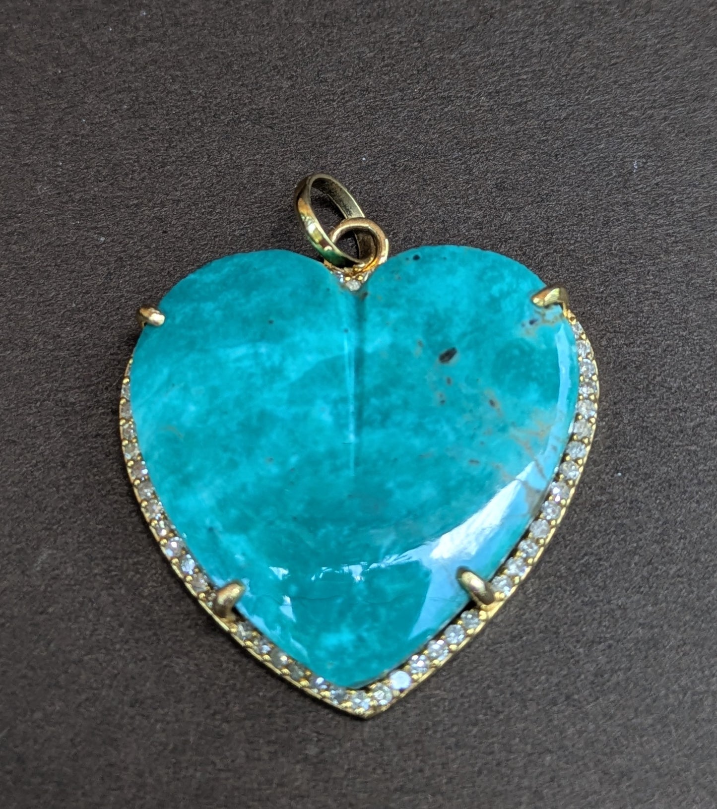 14kt Turquoise Heart with Diamonds Surrounded