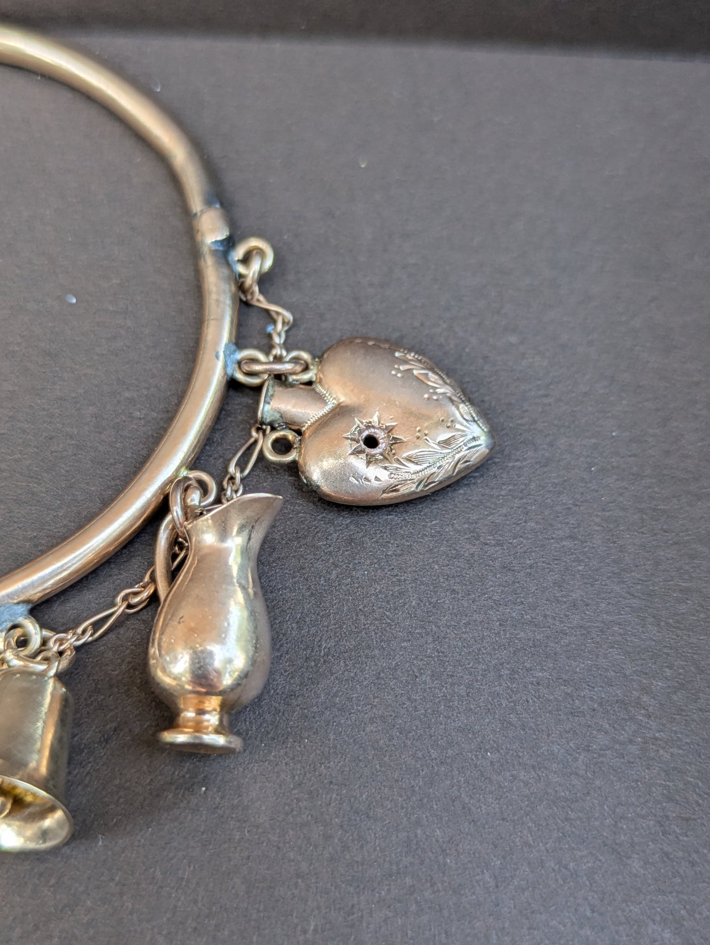 9kt English Rose Gold Charm Bangle Bracelet