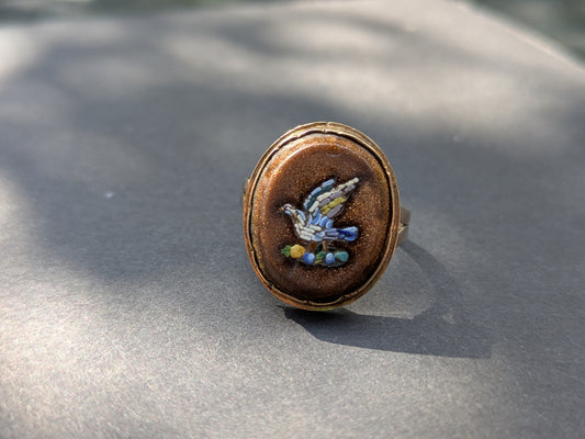 14kt Peitra Dura Goldstone Ring with Dove