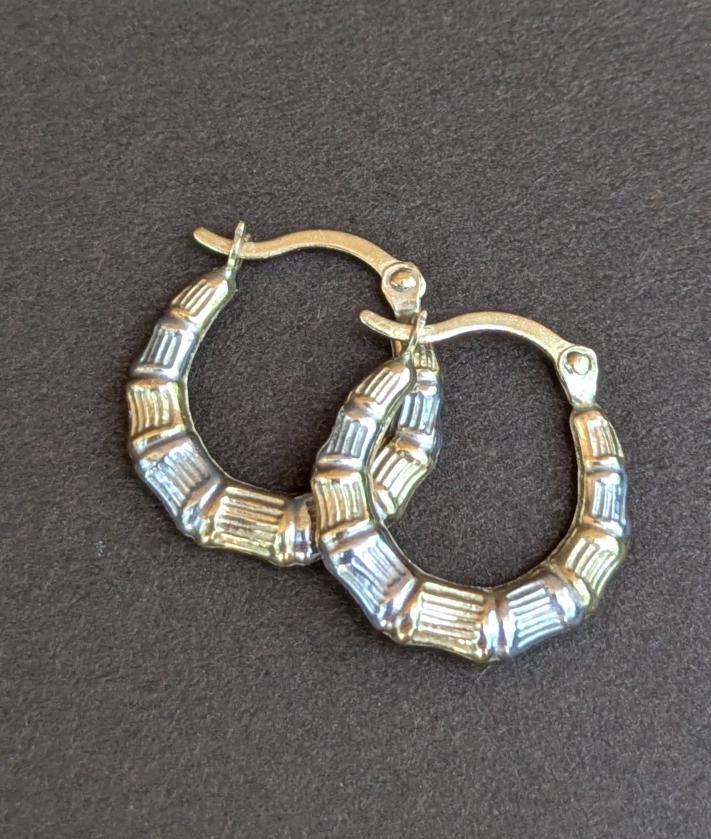 Small 10kt "Bamboo" Hoops