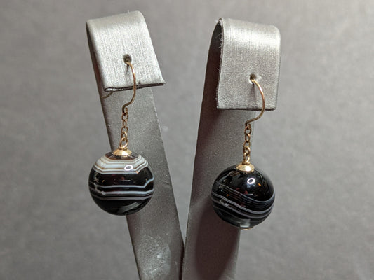 English Banded Agate 9kt Earrings