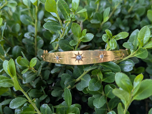 18kt Bangle Bracelet with Star Set Diamonds