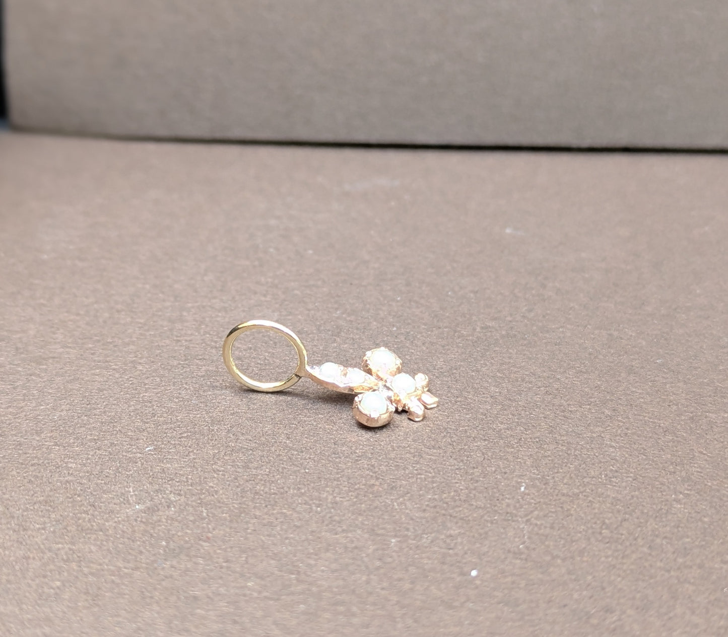 Golden Pearl Fleur De Lis Charm