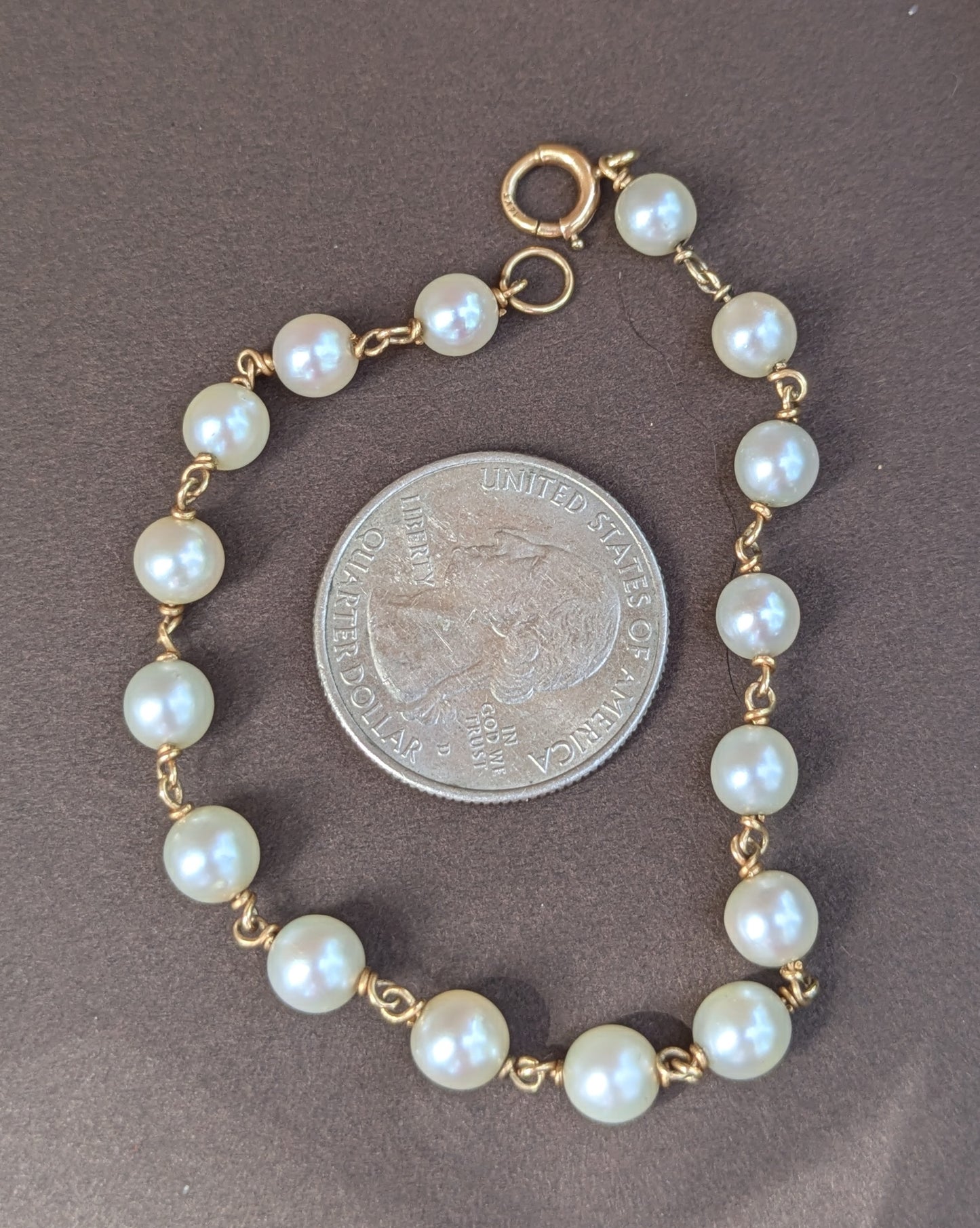 14kt Yellow Gold & White Pearl Bracelet