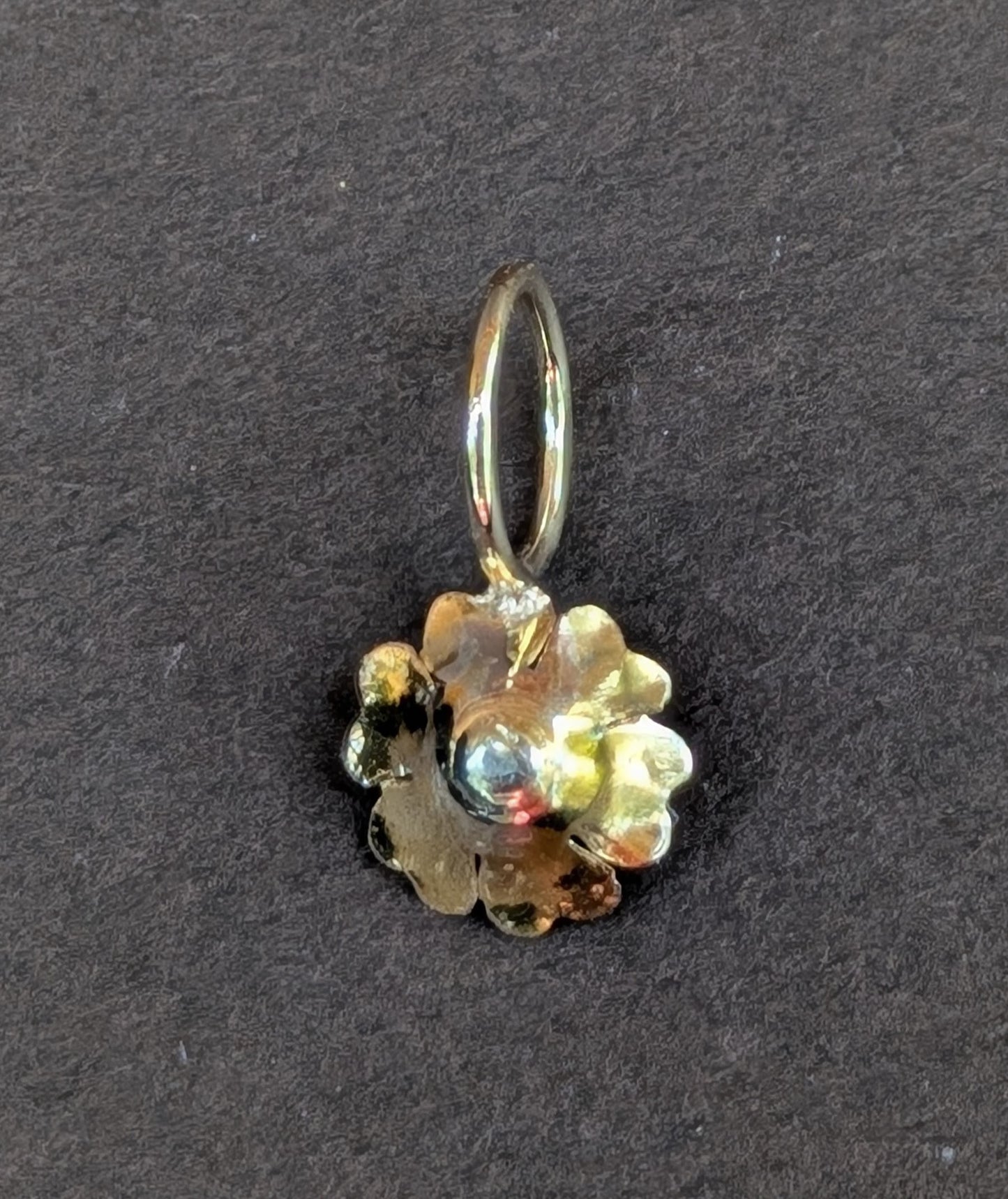 Dainty 14kt Flowers Charm with Single Cut Diamond