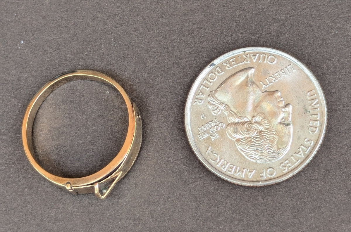14kt Dutch Mourning Ring Buckle Style with Hidden Hair