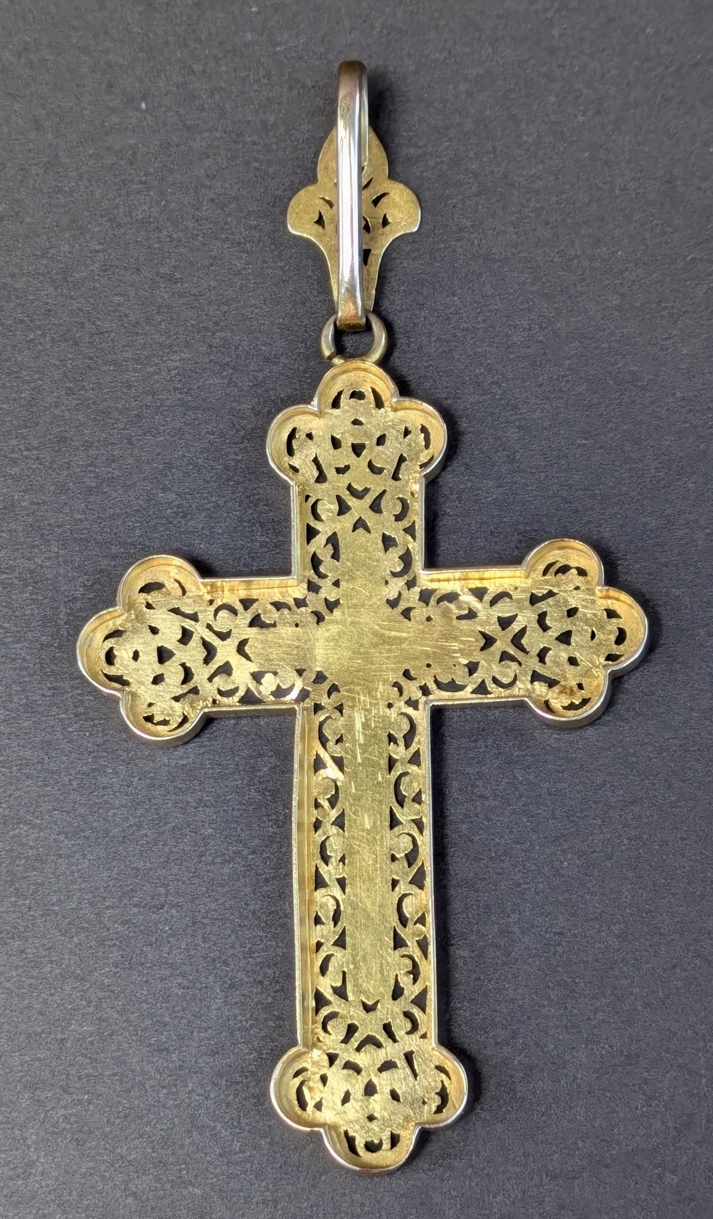 Large 18kt Cross Open Work Style with Orginal Bale