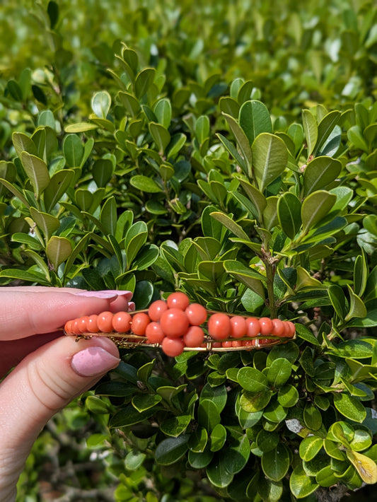 14kt Hinged Coral Bangle Bracelet 1920's