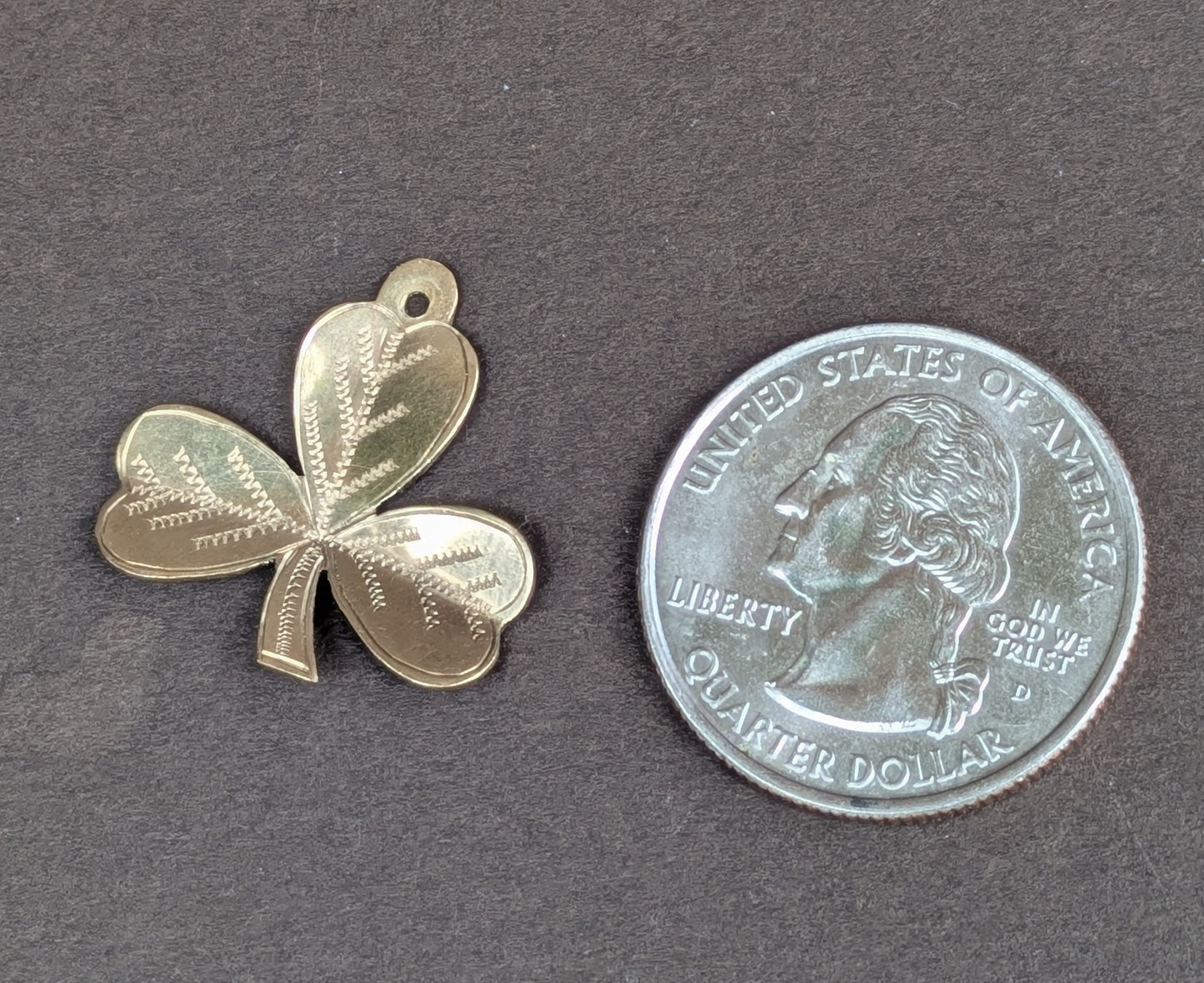 9kt English Shamrock Charm- Engraved from Chester