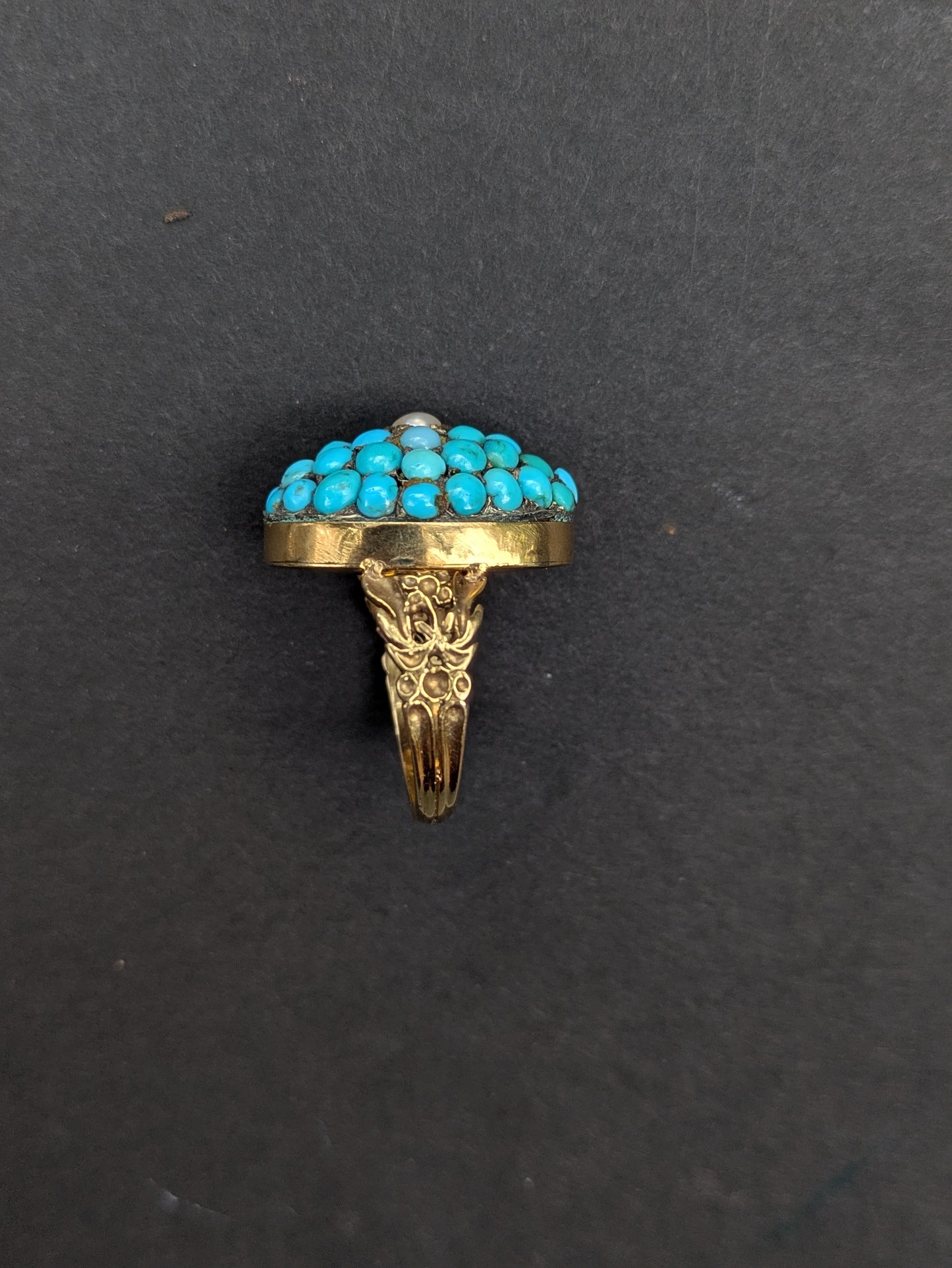 Victorian 18k Turquoise and Pearl Ring