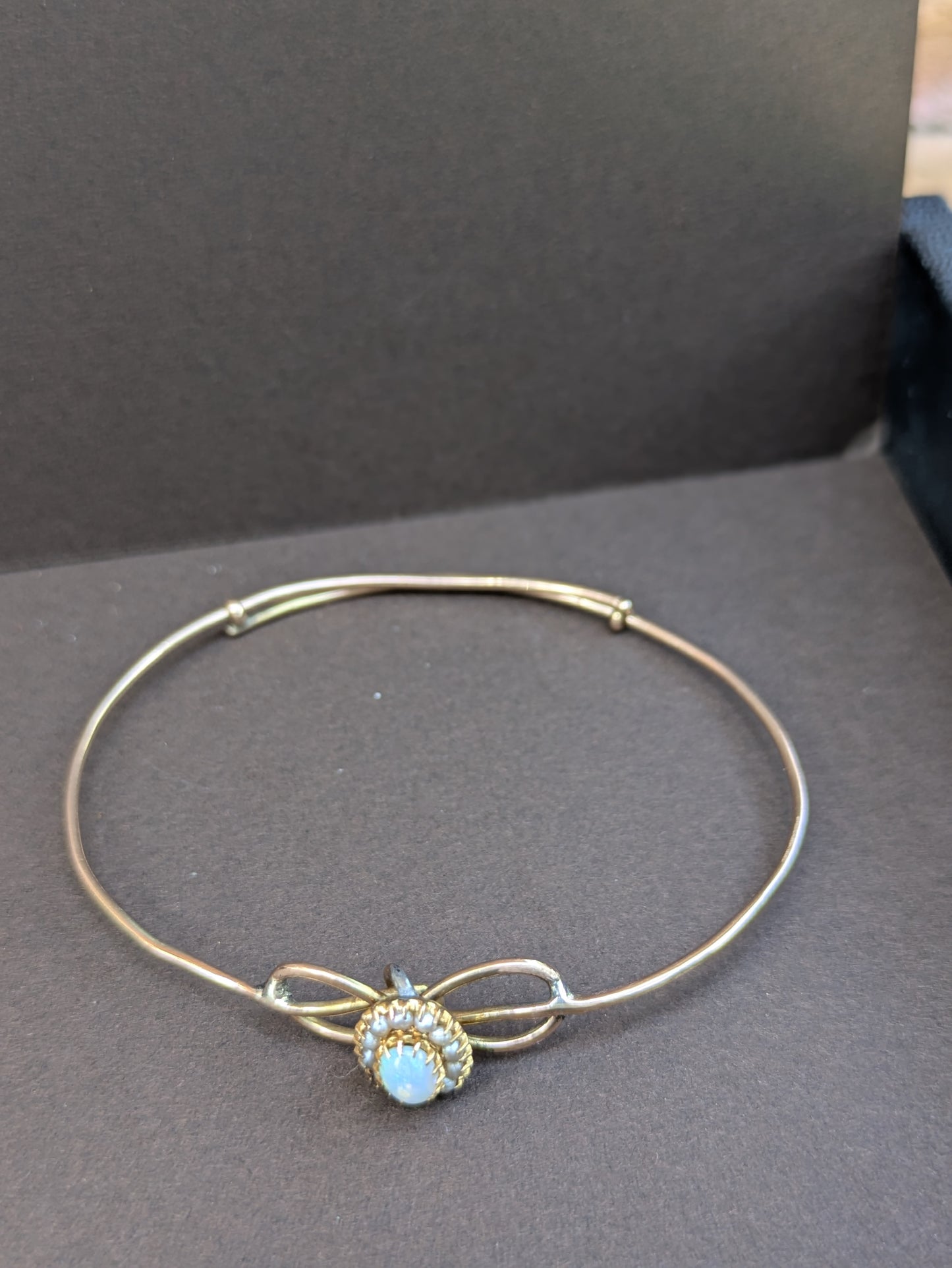 Sweet Expanding Opal & Seed Pearl Bow Bracelet