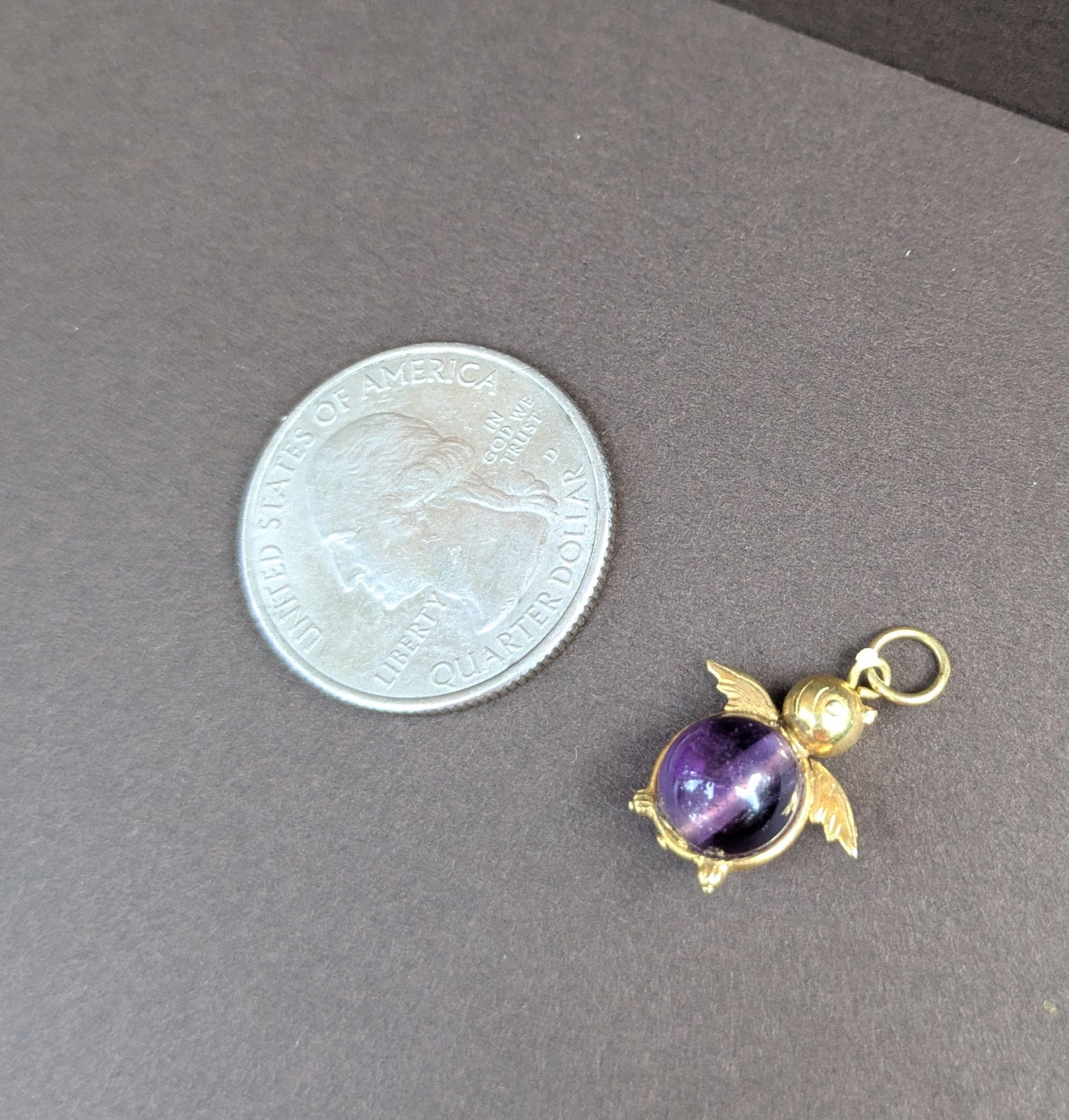 Small 14kt Baby Bird with Amethyst Bead Tummy