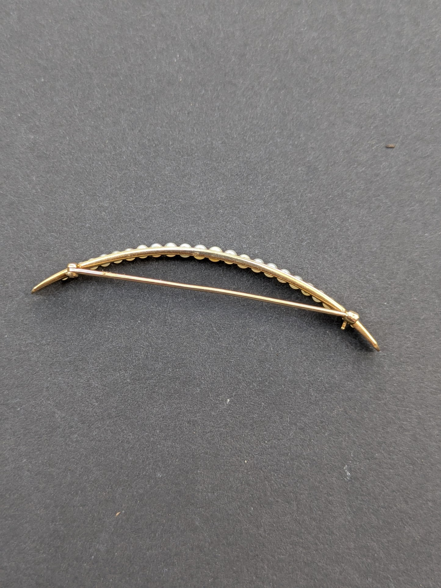 14k Large Pearl Crescent Brooch