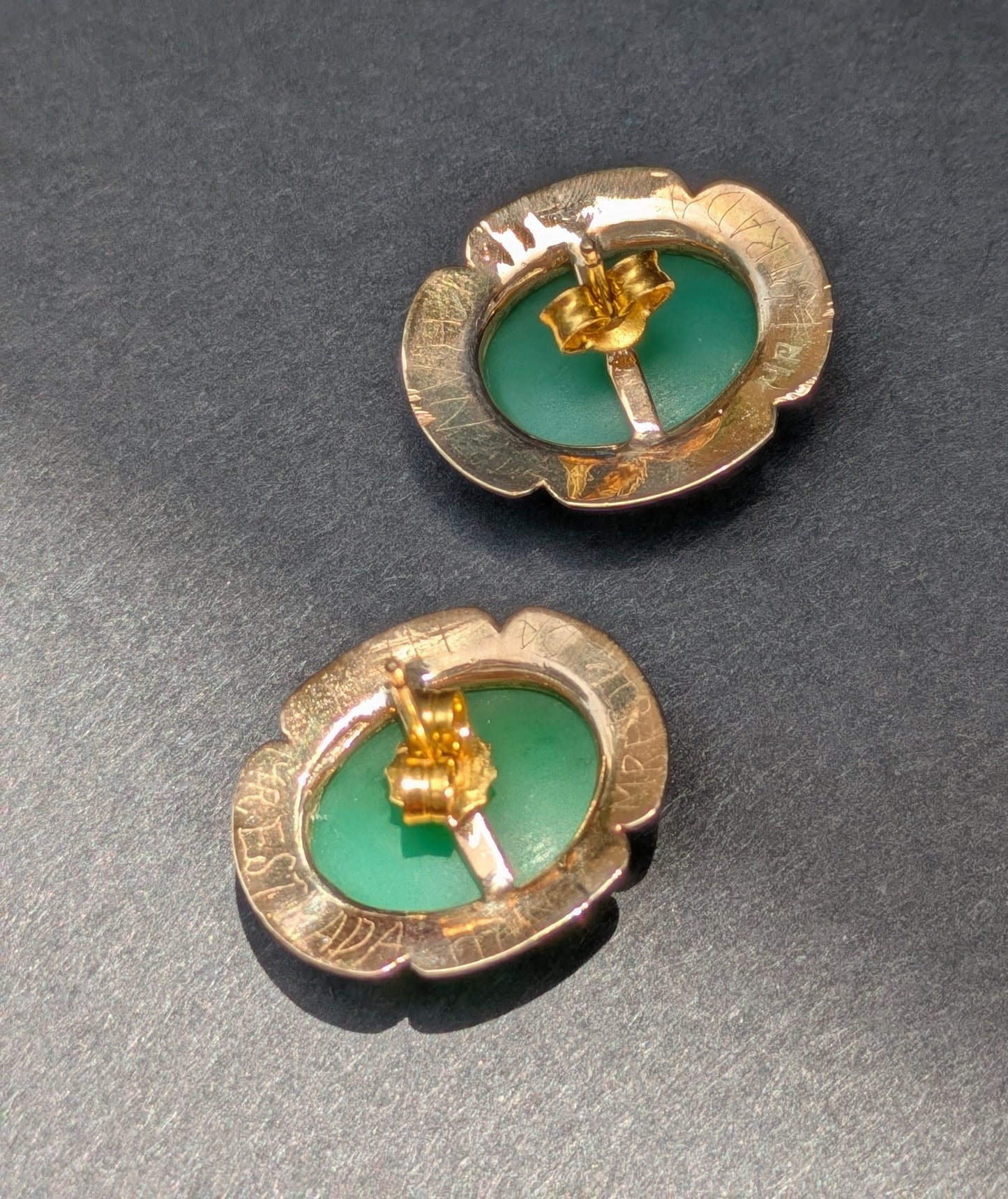 Vintage Aventurine 14kt Earrings