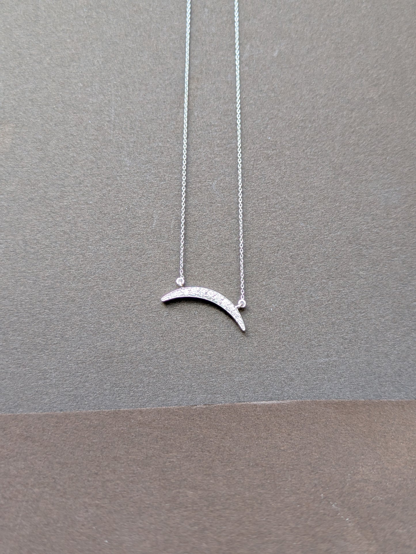 14kt White Gold Diamond Crescent Necklace