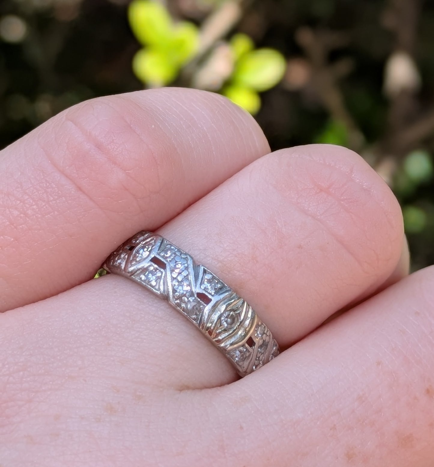 Art Deco Platinum & Diamond Wide Band