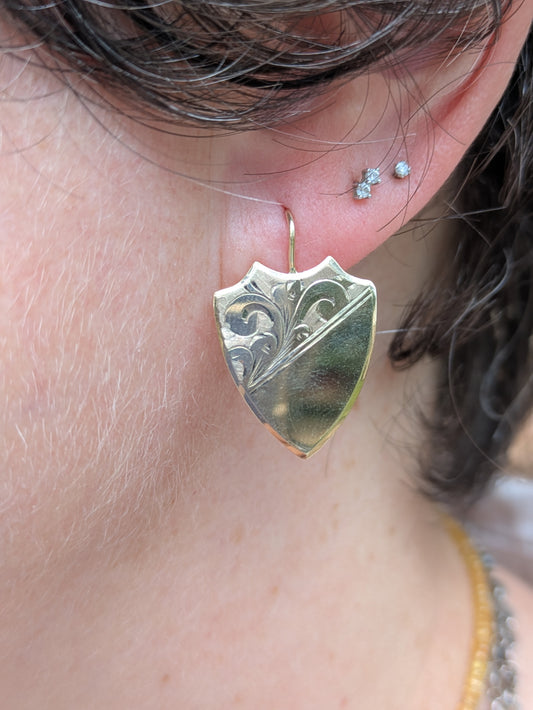 Shield Cufflinks Converted to Sheperd Hooks 9 + 14kt