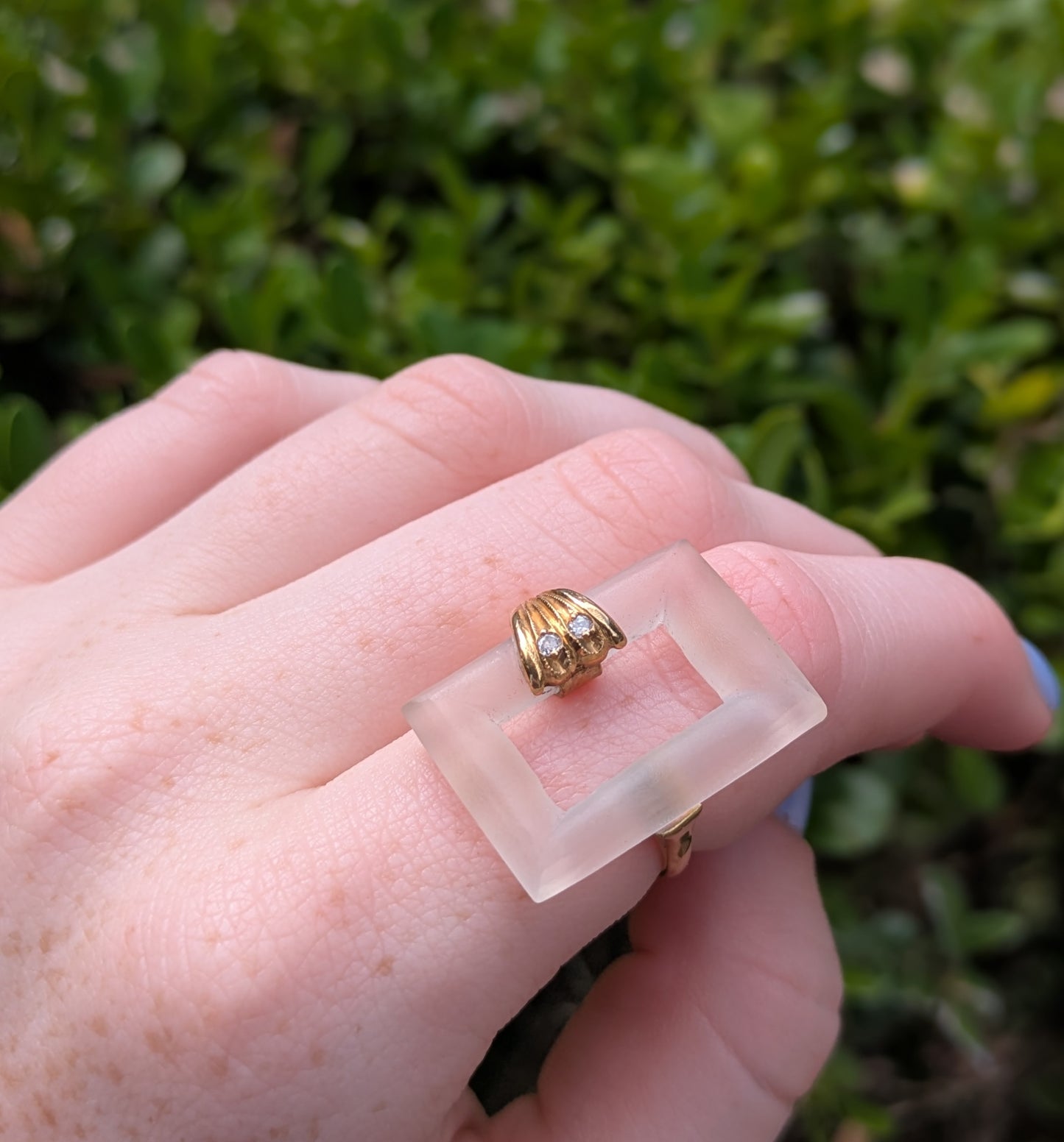 18kt Smoked Rock Crystal & Diamond Ring