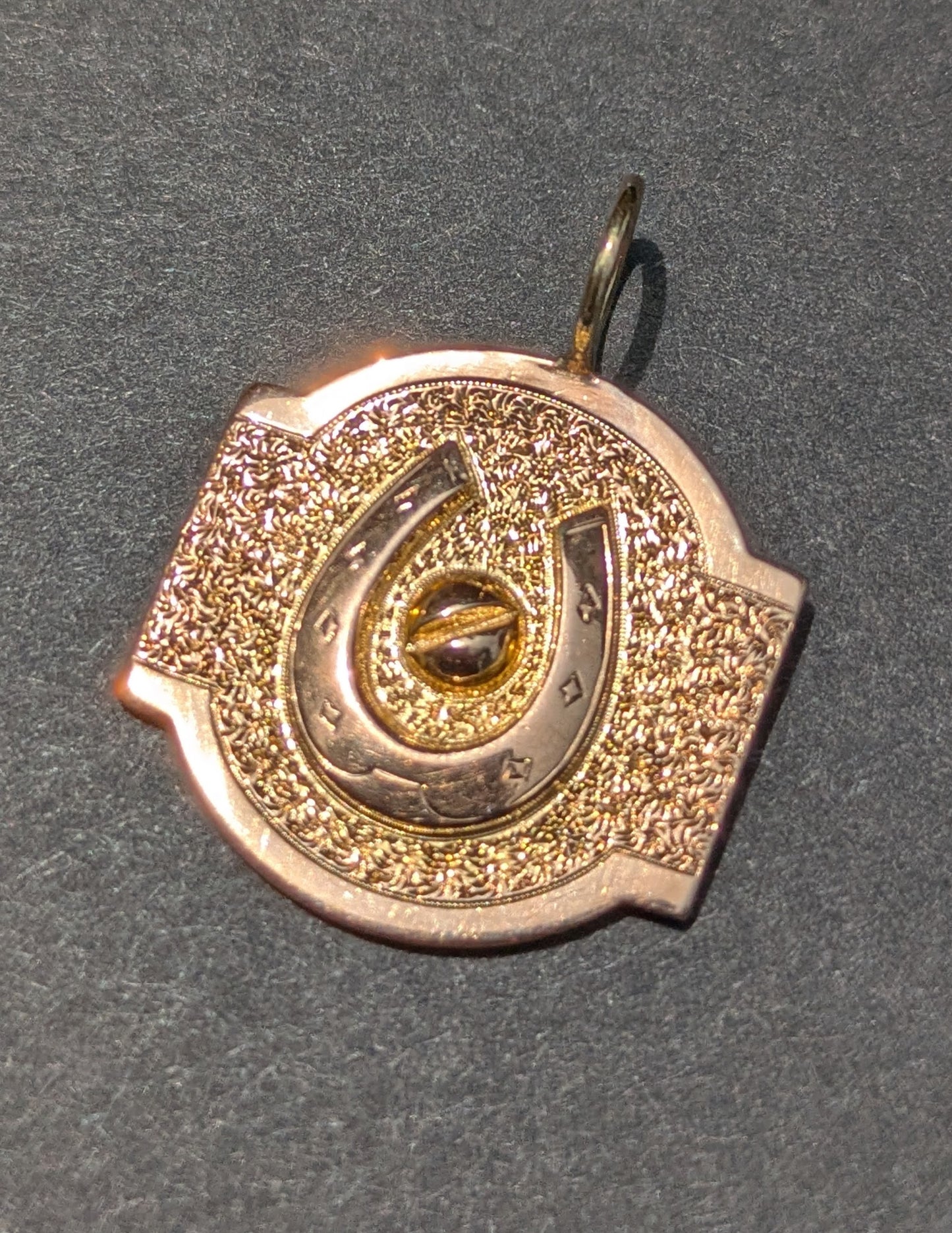 14kt Gold Horseshoe Shield Charm