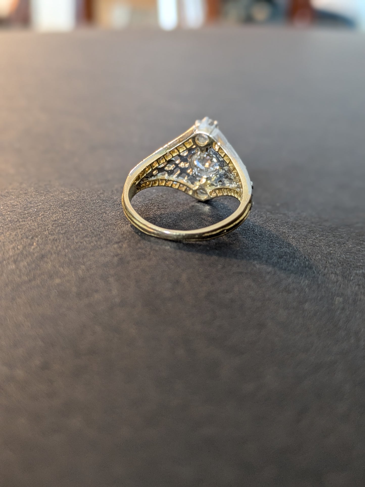 French Art Nouveau Diamond Ring 18kt