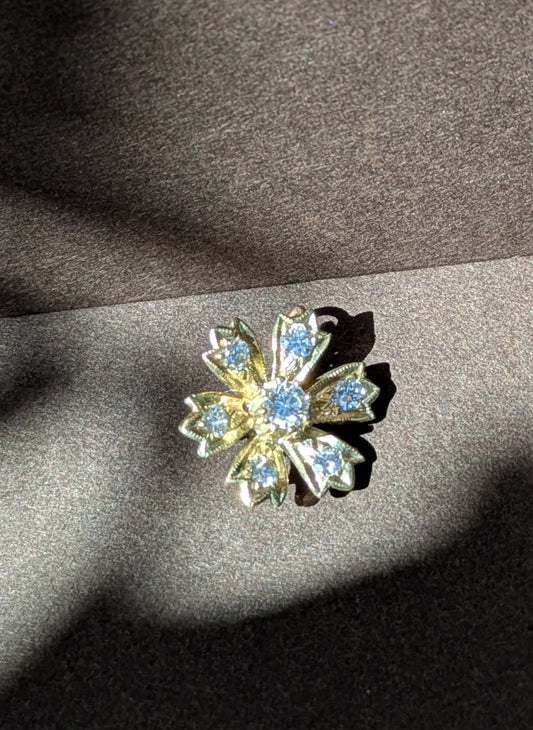 14kt Mine Cut Diamond Flower Pendant