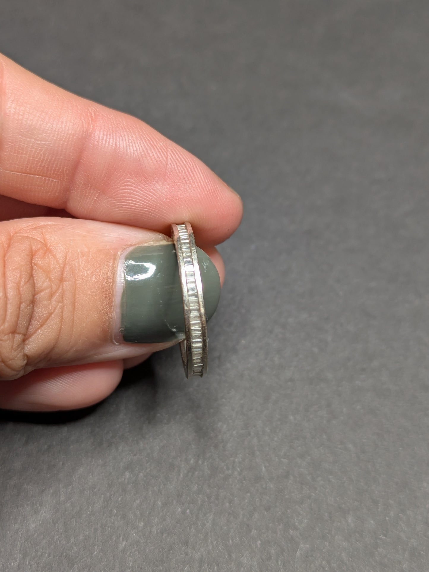 1940's 18k White Gold Channel Set Diamond Baguette Band
