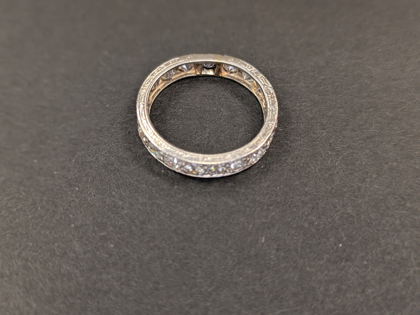 French Platinum Old European Cut Eternity Band