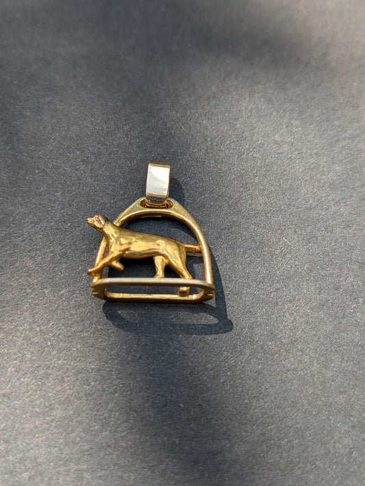 9kt and 14kt Stirup Charm with Hunting Dog