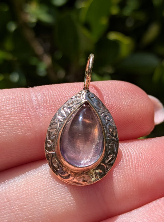 Pear Shaped Cabochon Pink Quartz Pendant Conversion