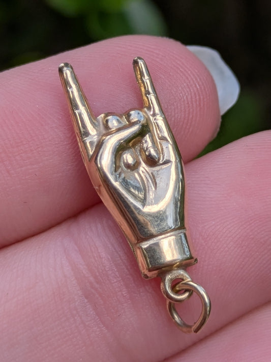 14k Charm of "I Love You" in ASL