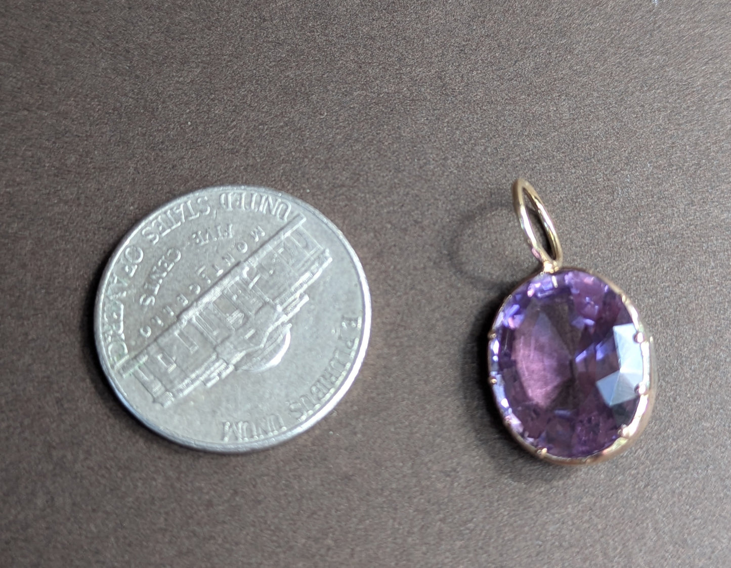 Early Victorian Set Amethyst Converted into Charm