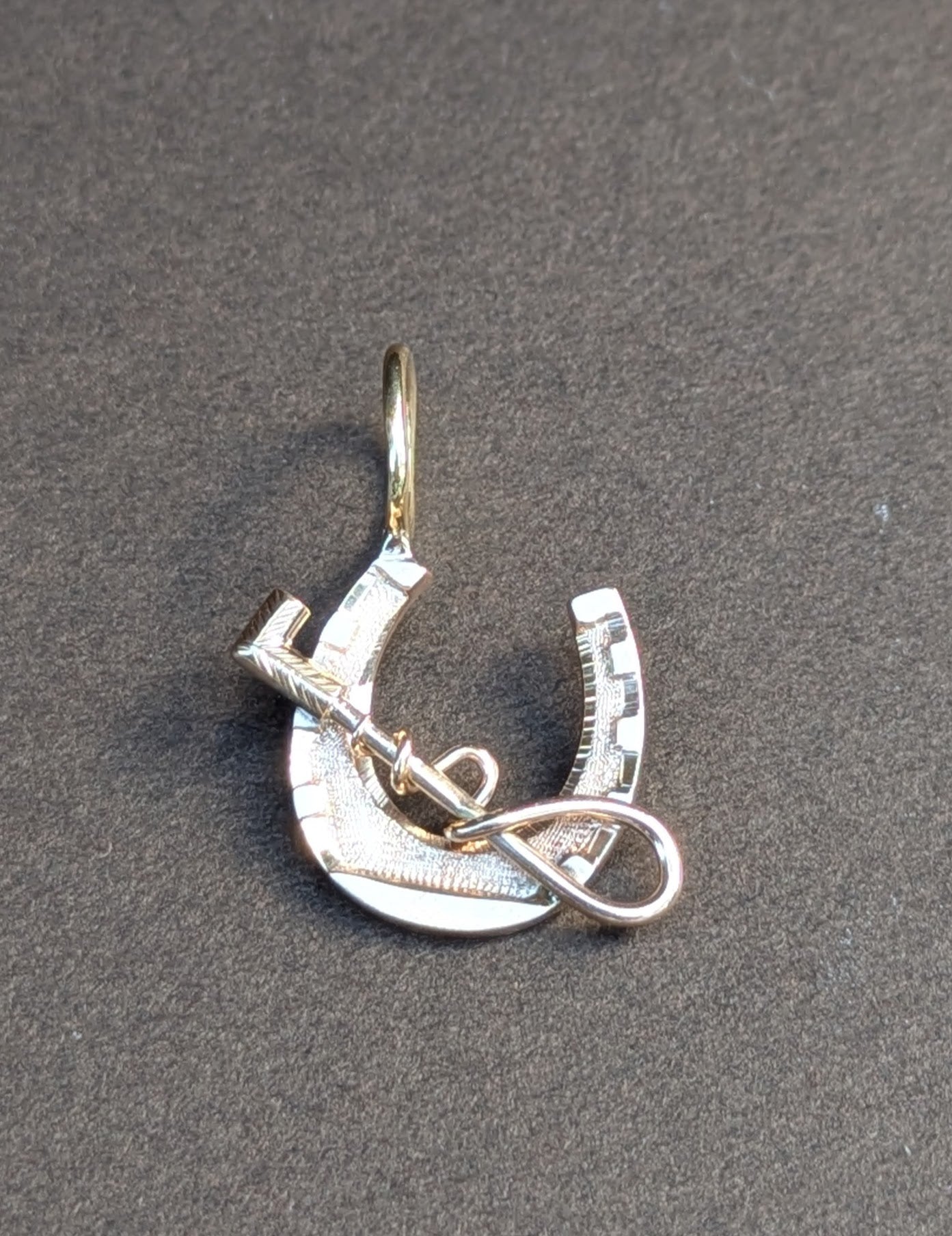 14kt Horseshoe & Crop Charm