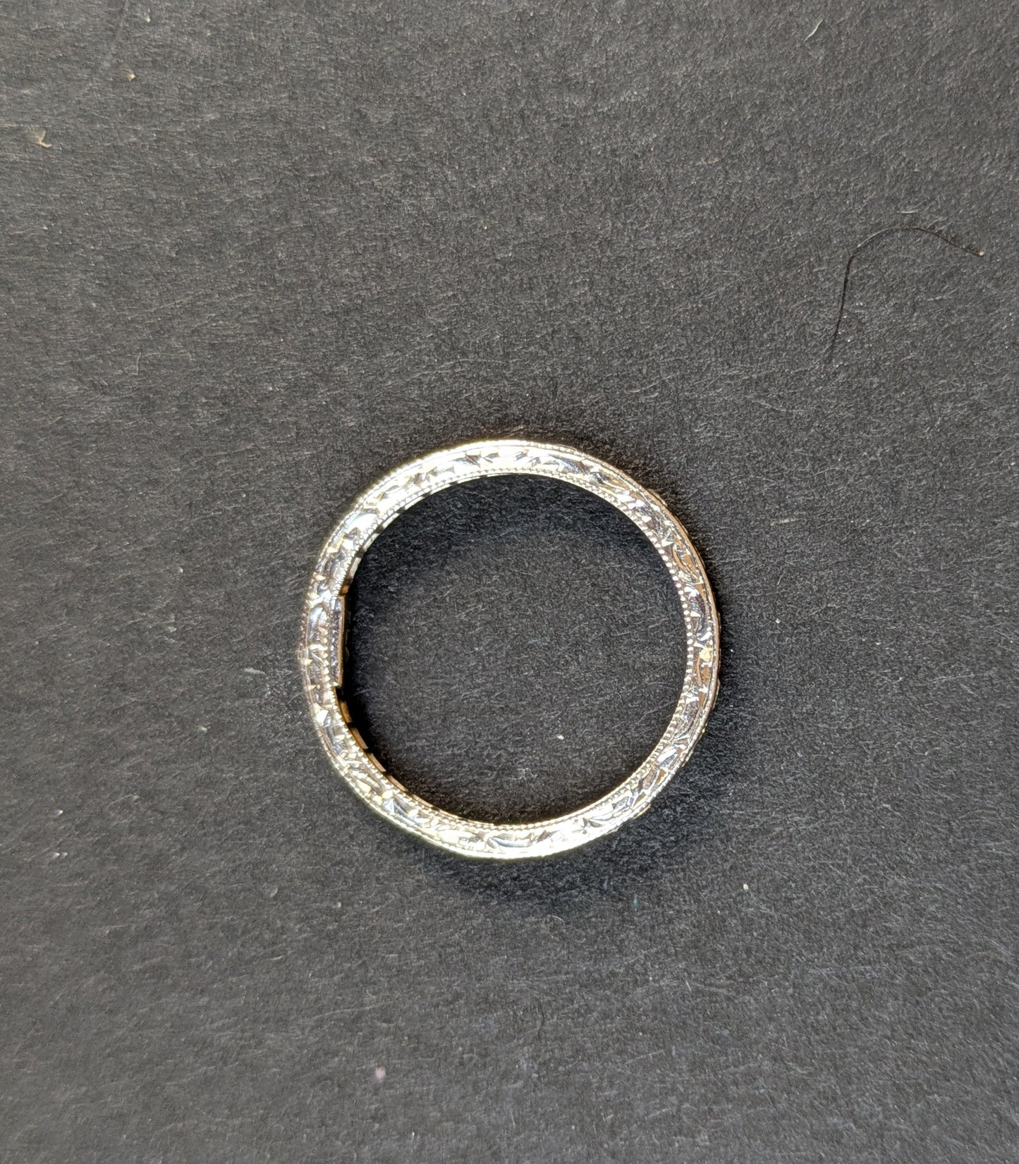 Platinum Mine Cut Diamond Eternity Band with Milgrain and Engraving