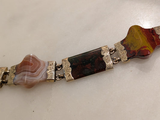Hardstone - Agate, Jasper, Bloodstone and Gold Bracelet