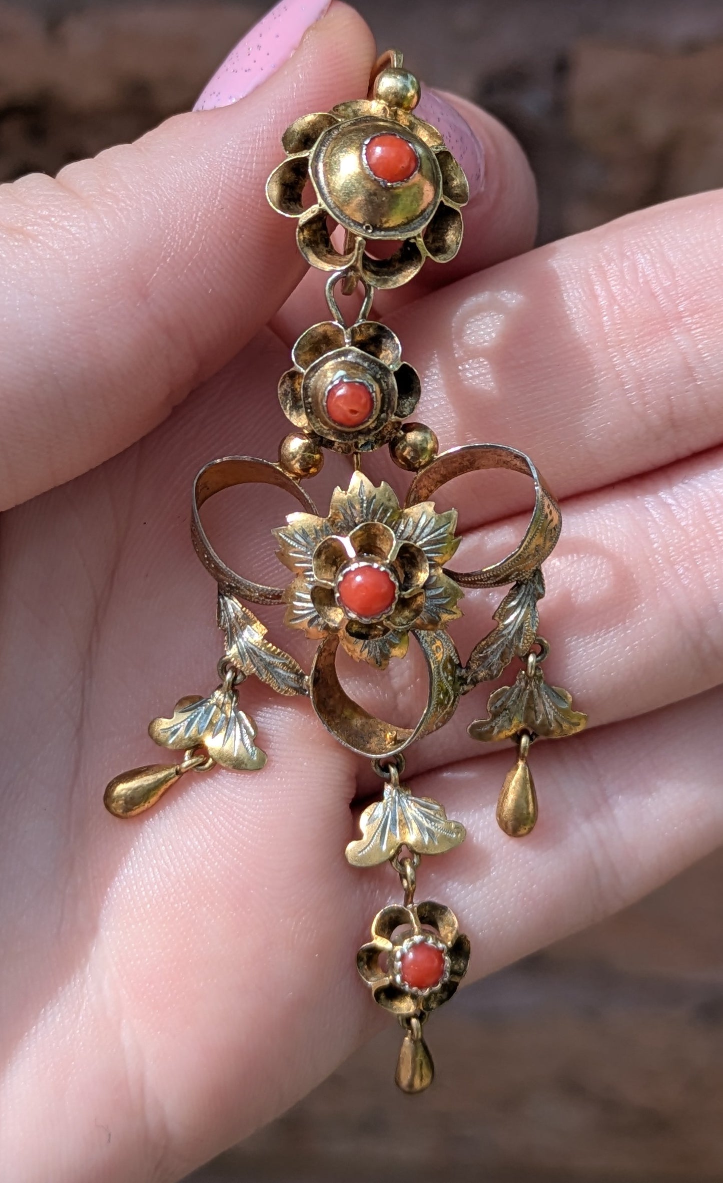 Iberian 18kt Coral Day and Night Dormouse Earrings