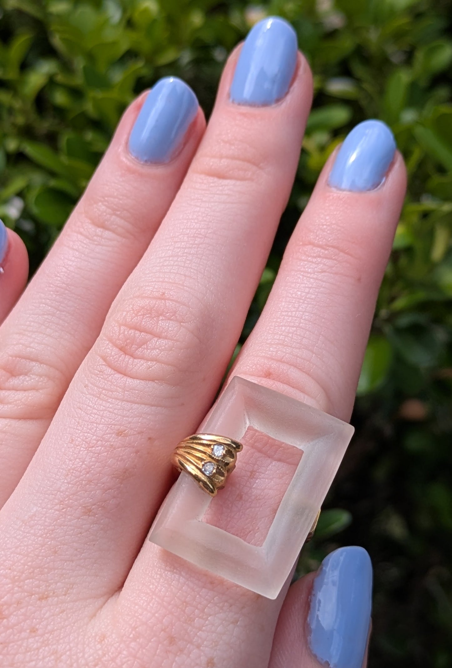 18kt Smoked Rock Crystal & Diamond Ring