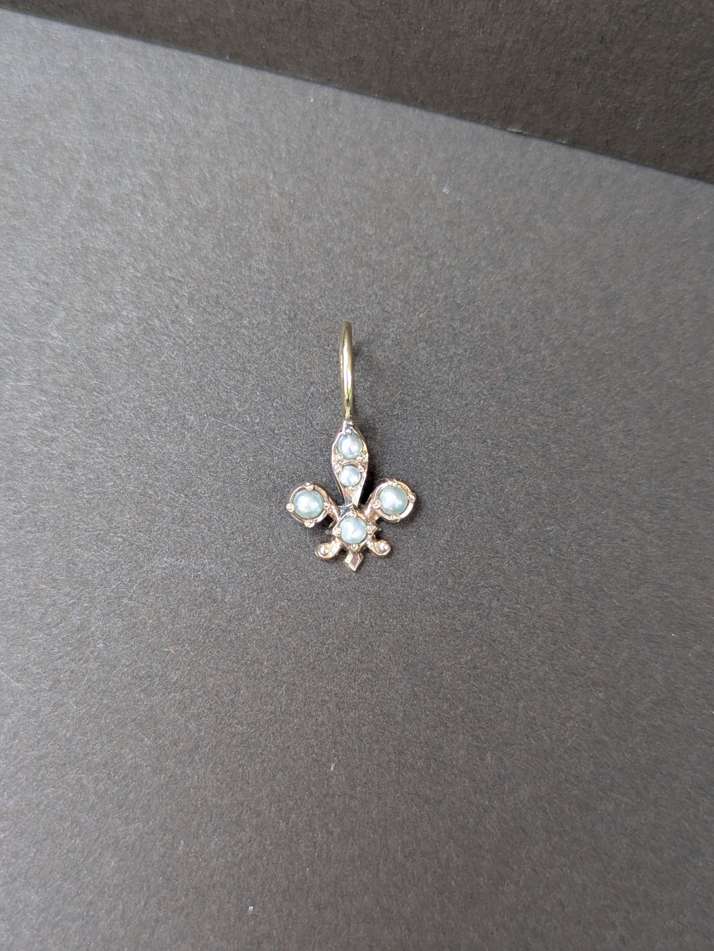 Golden Pearl Fleur De Lis Charm