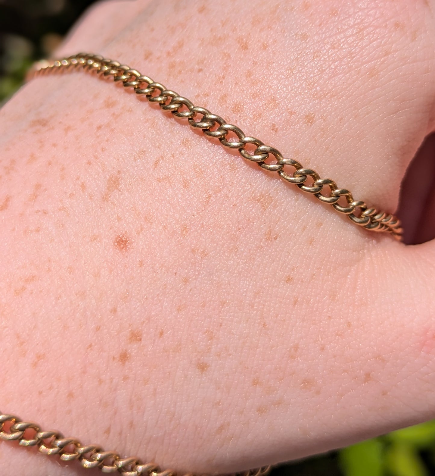 14kt Flat Curb Watch Chain with Bolt and Center Ring