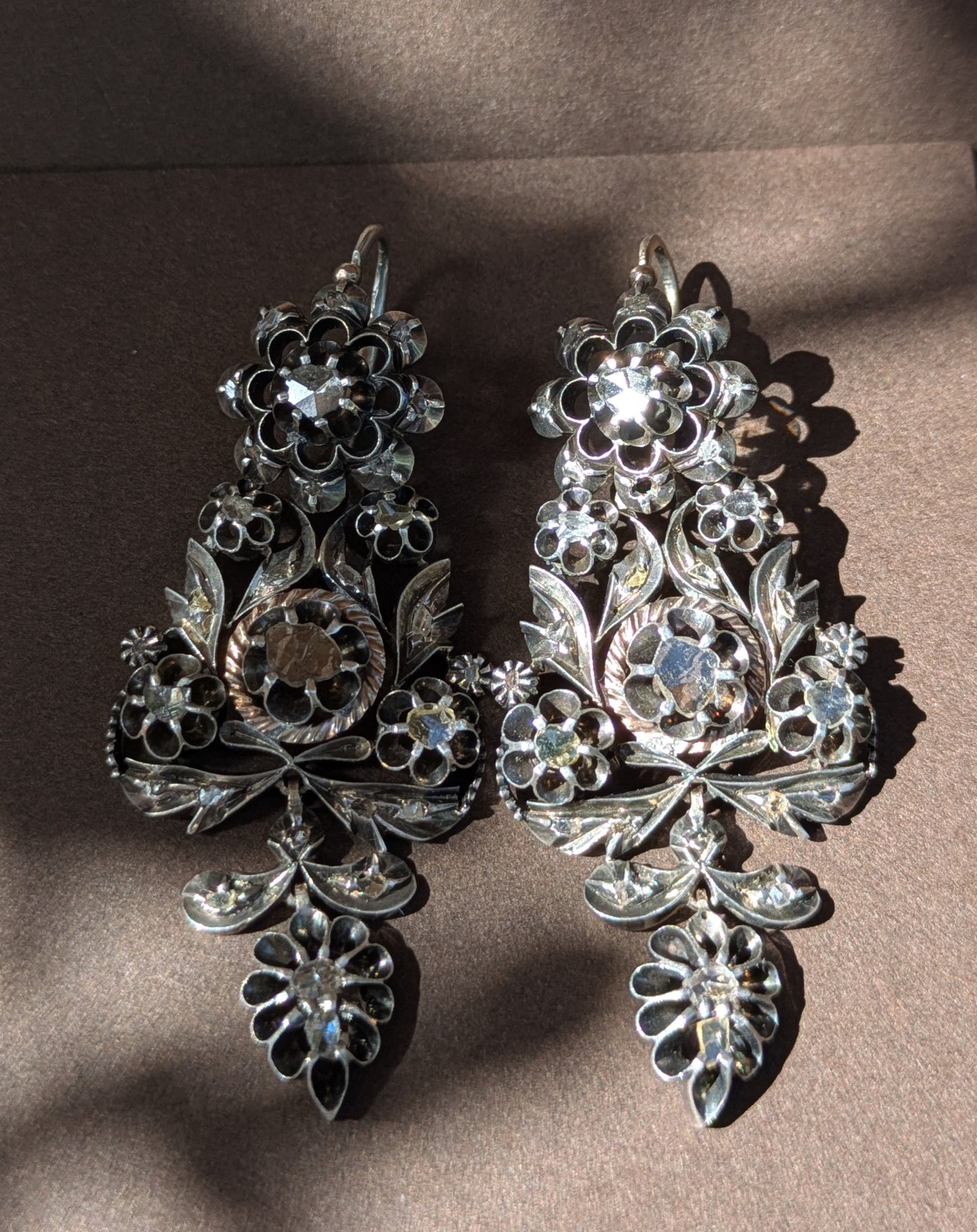 Iberian Silver & Rose Cut Diamond Day and Night Earrings