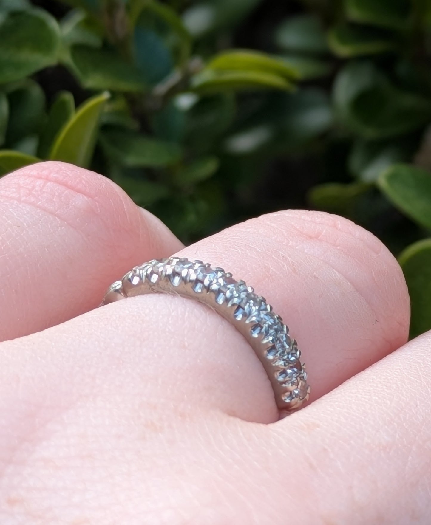 18kt White Gold & Diamond Anniversary Band 1930's