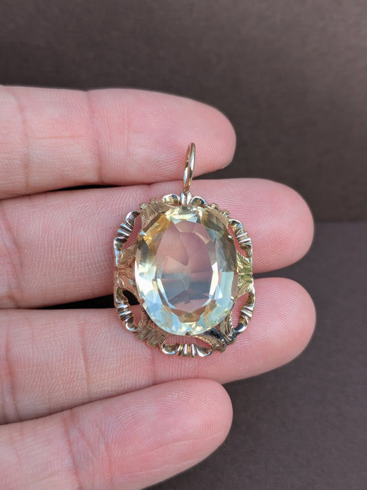 14kt Citrine Pendant In Victorian Mounting