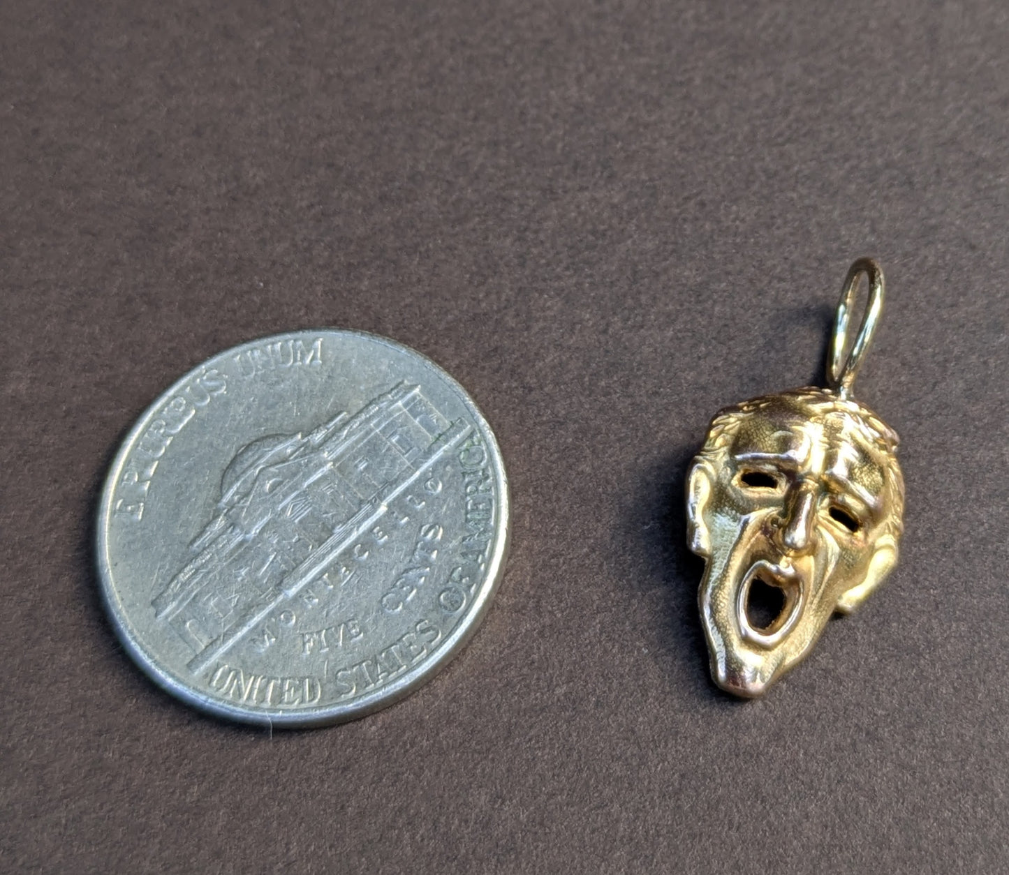 14kt Tragedy Mask Pendant