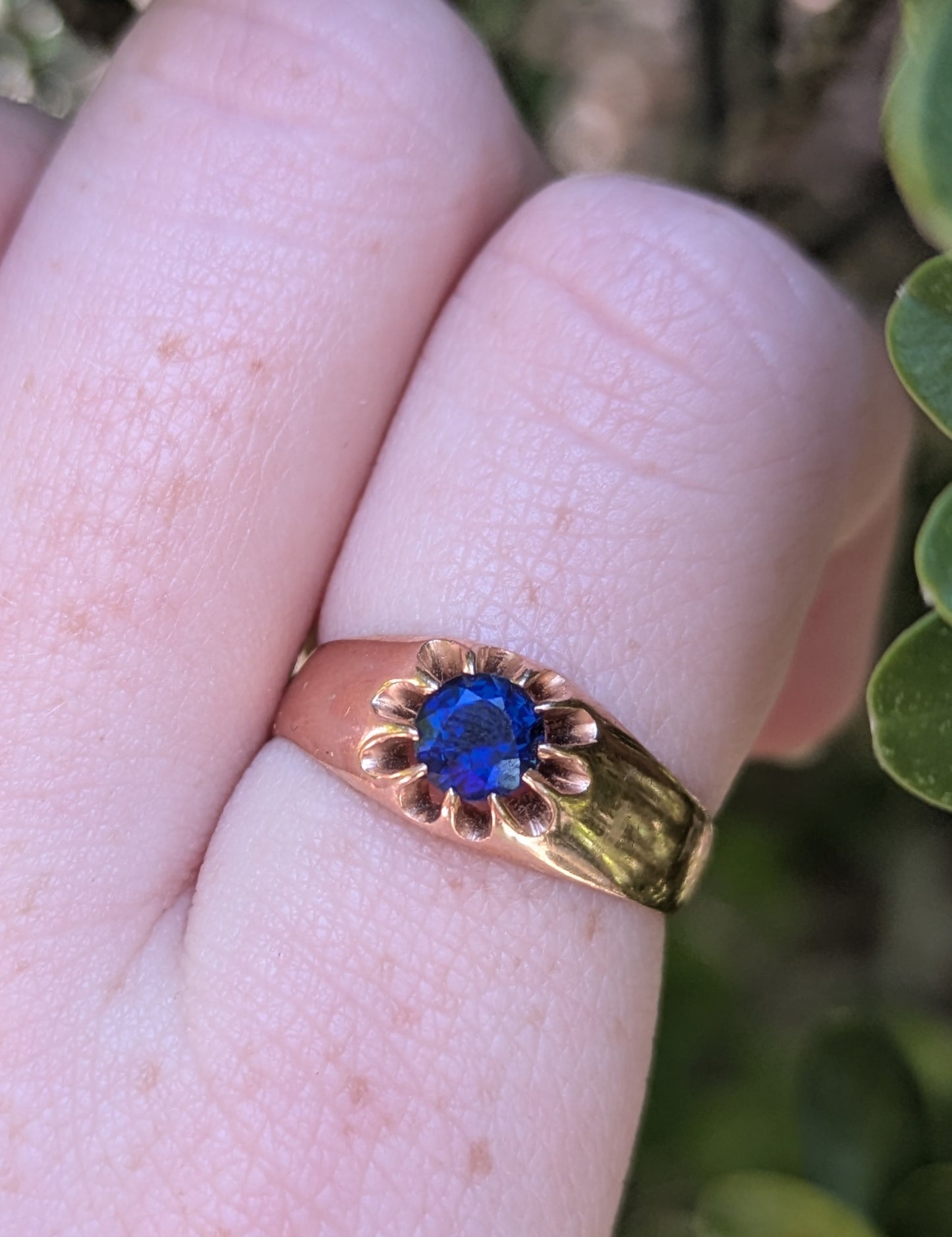 14kt Rose Gold Flush Set Natural Sapphire (GIA Cert.) Ring