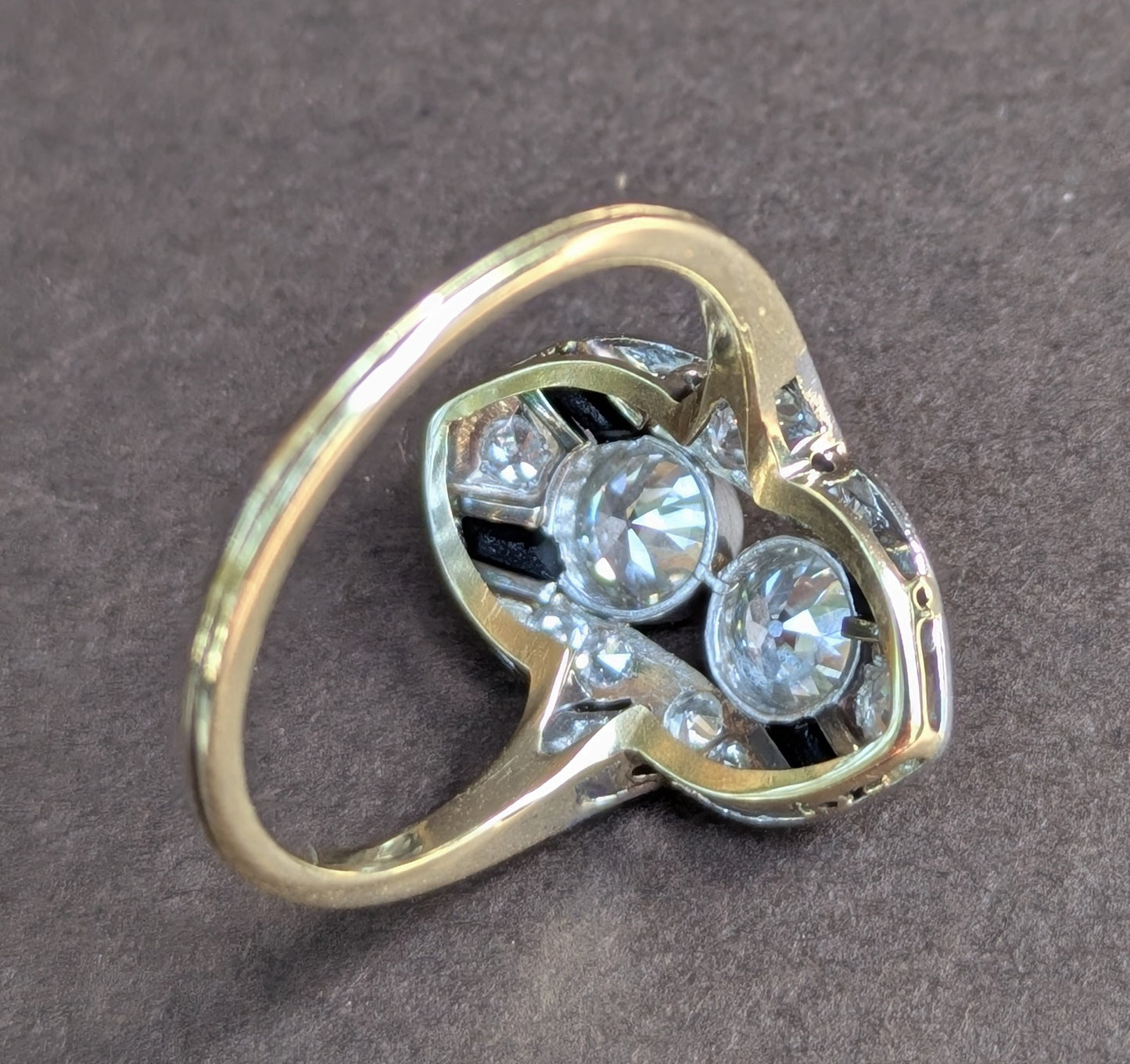 Art Deco French Cut Sapphire & OEC Diamond Ring
