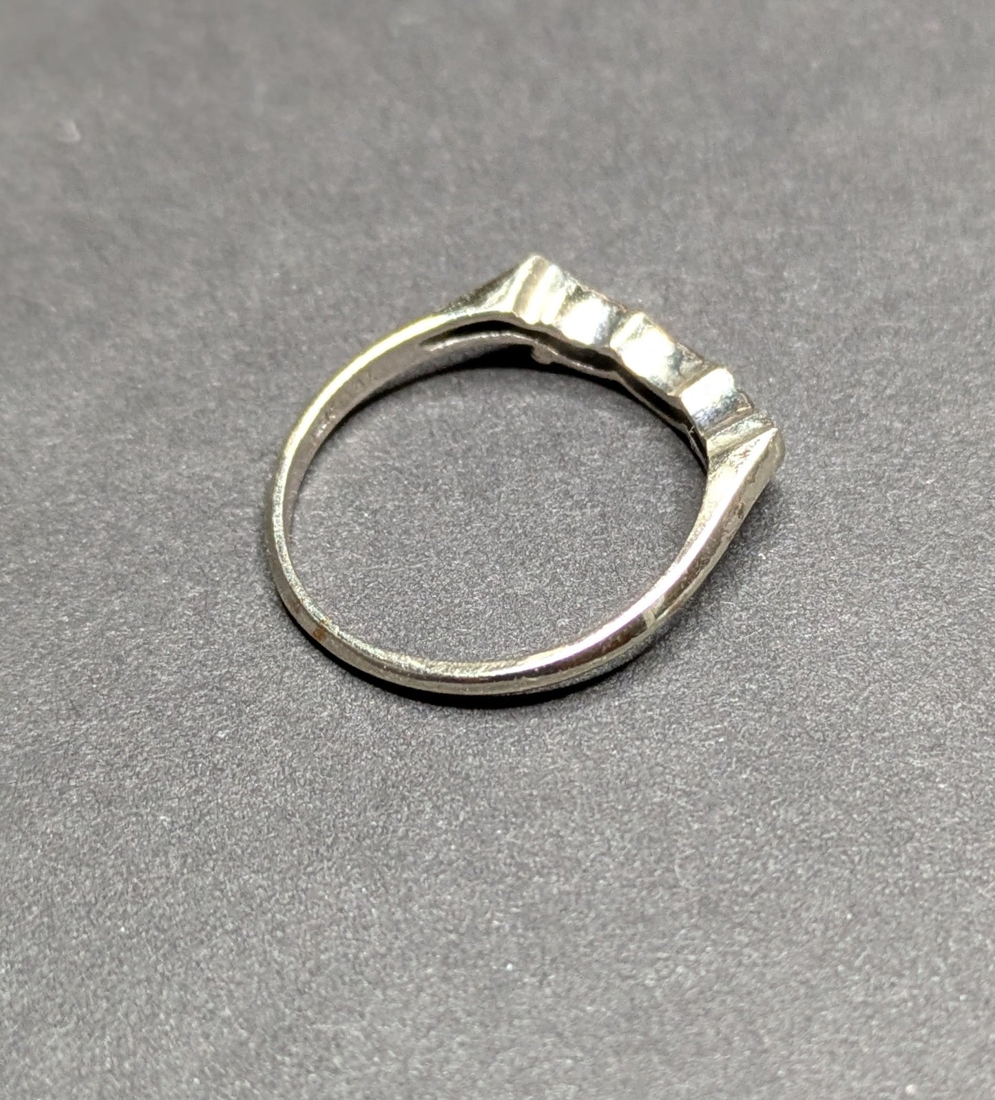 1940's 14k White Gold Diamond Curved Band