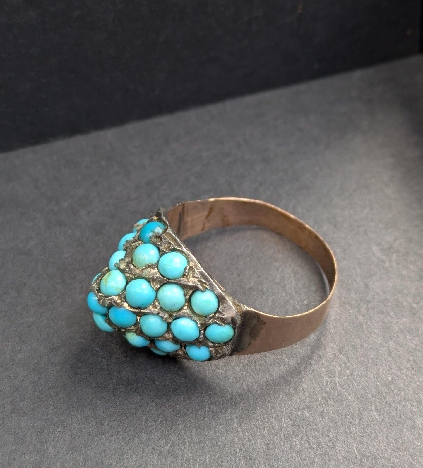 10kt Turqoise Bombe Cluster Ring