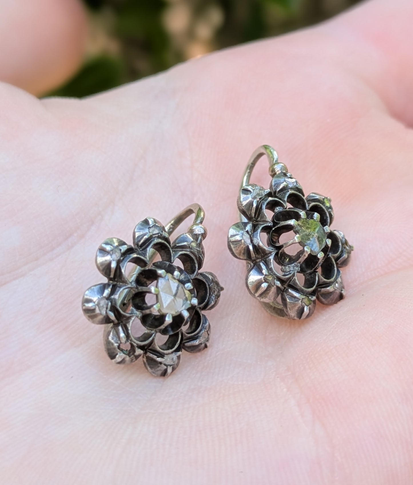 Iberian Silver & Rose Cut Diamond Day and Night Earrings